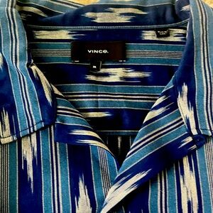 Blue and White Patterned Vince polo